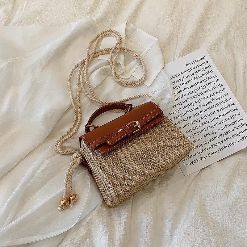 Fashion style shoulder bag women straw woven bag