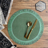 Home Decor Handwoven Jute Tassel Placemats