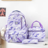 Girls' Large Backpack Set: 3-Piece Double Layer School Bag