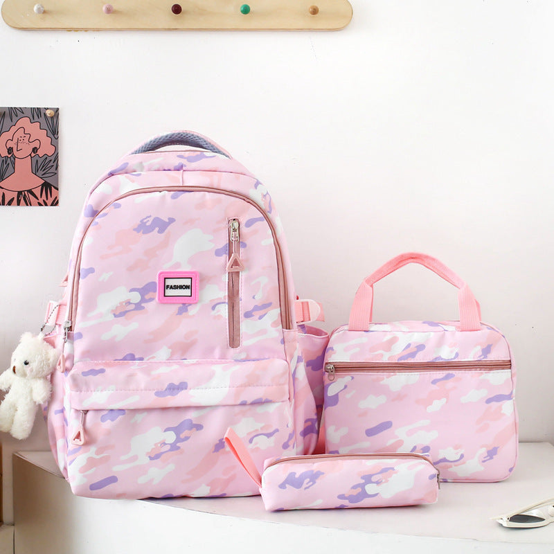 Girls' Large Backpack Set: 3-Piece Double Layer School Bag